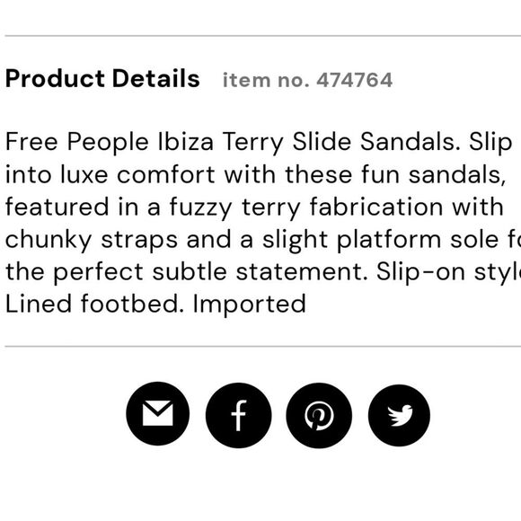 Free People Ibiza Terry Slide Sandal- Blue - Picture 6 of 10